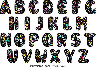 Latin alphabet glass- window. Clip art on white background