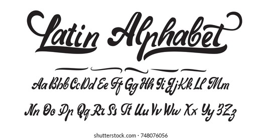 Latin alphabet, hand made, font for your design.