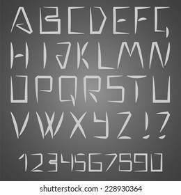 Latin alphabet letters and numbers. Vector illustration