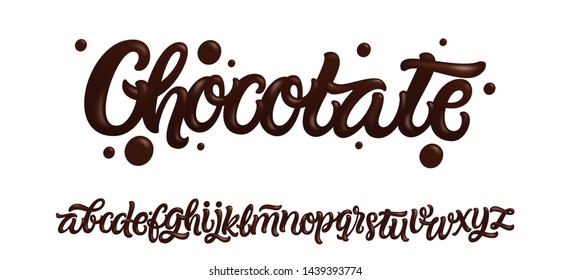 暗く溶けたチョコレートで作られたラテン文字 液体のフォントスタイル ベクター画像 のベクター画像素材 ロイヤリティフリー