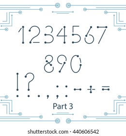Latin alphabet, numbers and symbols. Simple, round and minimalistic outline style font. Line style lettering. Vector. 