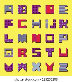 Latin Alphabet. Square at the base. Seamless saved./ Colored Alphabet