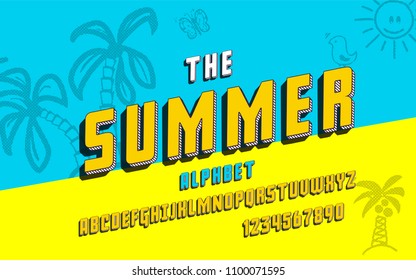 Latin Alphabet. Summer Font In Cute 3d Style. For Your Design