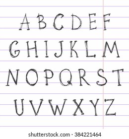 Latin alphabet. Uppercase English fonts written with a pen. Vector fonts. Alphabet collection. Handwritten letters.