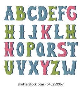Latin alphabet vector, typography design. Background with set of  hand drawn latin letters. Poster with latin abc made in modern fantastic style. Clean sharp font, flat line style. Ornate lines