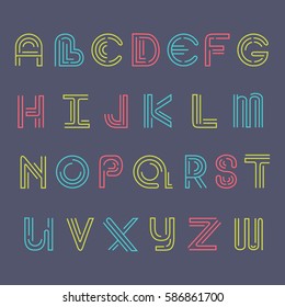 Latin alphabet vector, typography design. Background with set of decorative latin letters. Poster with latin abc made in modern style. Clean font, flat line style. Clear lines