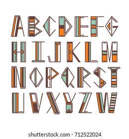 Latin alphabet vector, typography design. Background with set of  latin letters. Poster with latin abc made in modern geometric style. Clean sharp font, flat line style. Clear straight lines