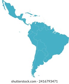 Latin America and Caribbean map vector in SIRGAS 2000 UTM Zone 17N Projection