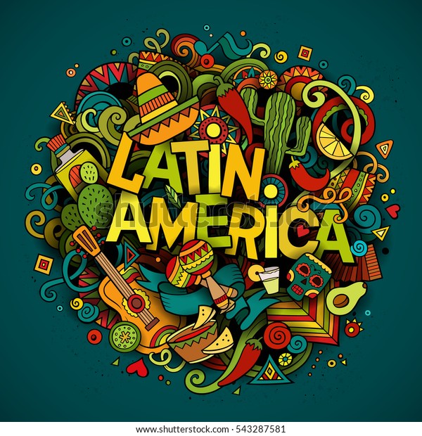 Latin America Colorful Festive Background Cartoon Stock Vector Royalty Free