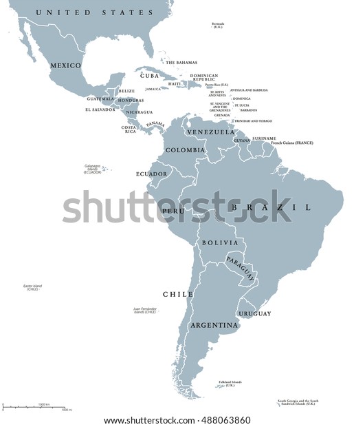 国境を持つ中南米諸国の政治地図 メキシコ北端から南アメリカ南端 カリブ海を含む国々 英語の表示 イラトス のベクター画像素材 ロイヤリティフリー