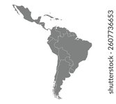 latin america map grey per country