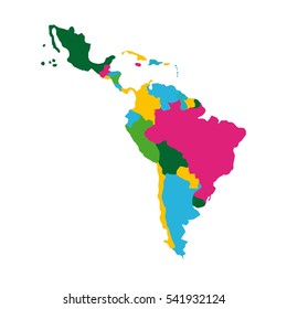 latin america map icon over white background. colorful design. vector illustration