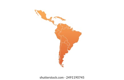 mapa de américa latina color moderno, aislado sobre fondo blanco para diseños de Sitio web, fondo, educación, preciso, personalizable, Viajes por todo el mundo, fondo de silueta de mapa, geografía de la tierra, política, informes.