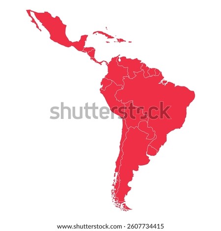 latin america map red per country
