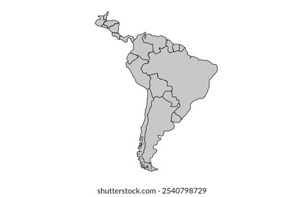 Mapa da América Latina para layouts de sites, plano de fundo, educação, preciso, personalizável, Viajar pelo mundo, mapa silhueta de fundo, geografia da terra, político, reports.Vetor mapa de ilustração.