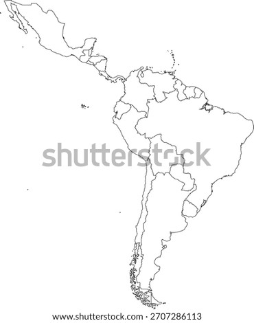 Latin America Solid Map Outline Vector