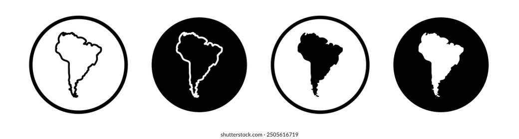 Latin america vector icon set black filled and outlined style.