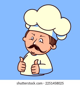 Latin American chef in a white suit, showing "super" with his hands