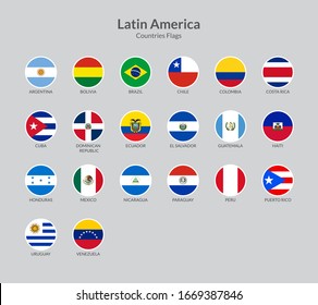 Latin American countries flag icons collection