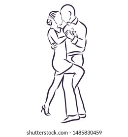 Latin American dance, contour vector illustration 