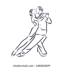 Latin American dance, contour vector illustration 
