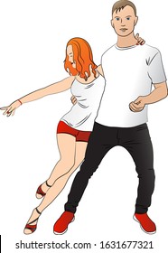 Latin American dances. The couple is dancing.