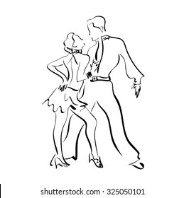 Latin American dances , vector, sketch, male and female , dancers, couple