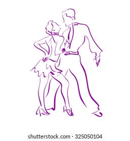Latin American dances , vector, sketch, male and female , dancers, couple