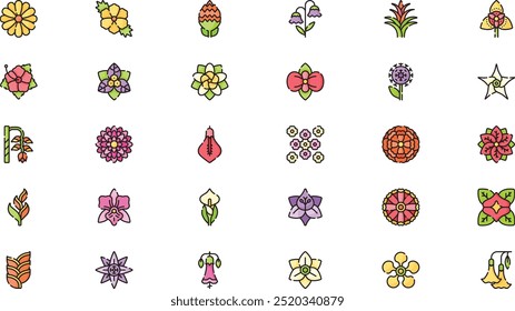 Ícones de flores latino-americanos Coleção de ícones vetoriais de alta qualidade com traço editável. Ideal para projetos profissionais e criativos.