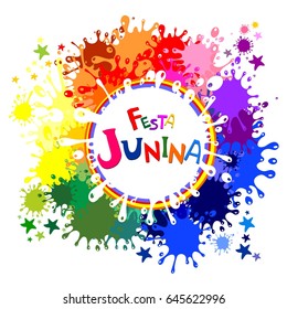 Latin American holiday. Festa Junina. Traditional Brazil June festival party. Vector illustration.