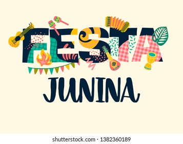 Latin American holiday, the June party of Brazil. Festa Junina. Vector illustration