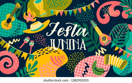 Latin American holiday, the June party of Brazil. Festa Junina. Vector illustration