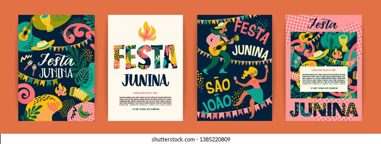 Latin American holiday, the June party of Brazil. Festa Junina. Vector templates.