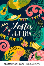 Latin American holiday, the June party of Brazil. Festa Junina. Vector illustration