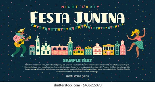 Latin American holiday, the June party of Brazil. Festa Junina. Vector banner. Design element