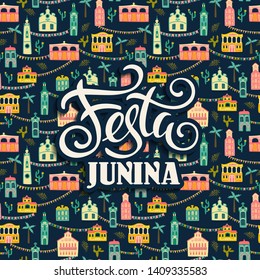 Latin American holiday, the June party of Brazil. Festa Junina. Vector illustration. Design element