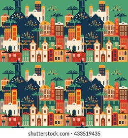 Latin American holiday, the June party of Brazil. Flat seamless pattern.