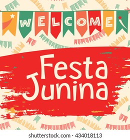Latin American holiday, the June party of Brazil. Lettering design. Vector illustration