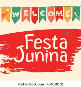 Latin American holiday, the June party of Brazil. Lettering design. Vector illustration