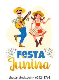 Latin American holiday, the June party of Brazil. Vector illustration with symbolism of the holiday. 