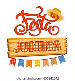 Latin American holiday, the June party of Brazil. Lettering design. Vector illustration
