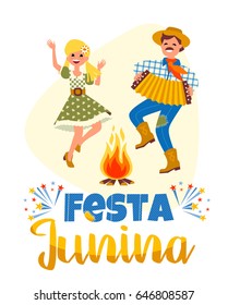 Latin American holiday, the June party of Brazil. Vector illustration with symbolism of the holiday. 