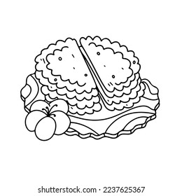 Latin American, Mexican food. Traditional baked pastry empanadas with beef meat in hand drawn doodle style.