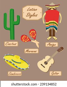 Latin American style with slogans of all objects