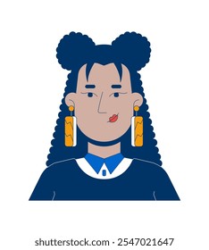 Mulher latino-americana empresa comercial empregado retrato 2D personagem de desenho animado. Mulher hispânica funcionária de escritório de pessoa isolada vetor plano no fundo branco. Ilustração especial colorida