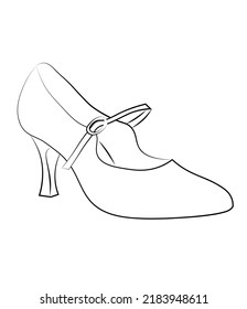 Latin Ballroom Smooth Standard Practice Dance shoes contour illustration 