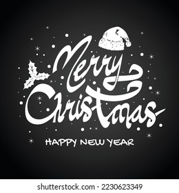 Latin bold vintage Christmas font shape, with black and white mode