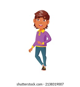 latin boy has excursion in museum cartoon vector. latin boy has excursion in museum character. isolated flat cartoon illustration