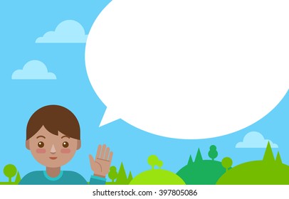 Latin boy with speech bubble