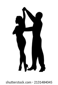 Latin Dance Pärchen, Grafik-Schattensilhouette-Icon, einfaches Individualtanzen, Musikparty Logo Design Element, sinnlich elegante Piktogramm-Druckvorlage, klassisches Gerücht oder Tango-Performance.